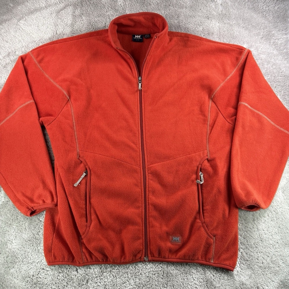 Helly Hansen Fleece Jacket Mens XL Red Full Zip Polartec Outdoor Hiking Coat